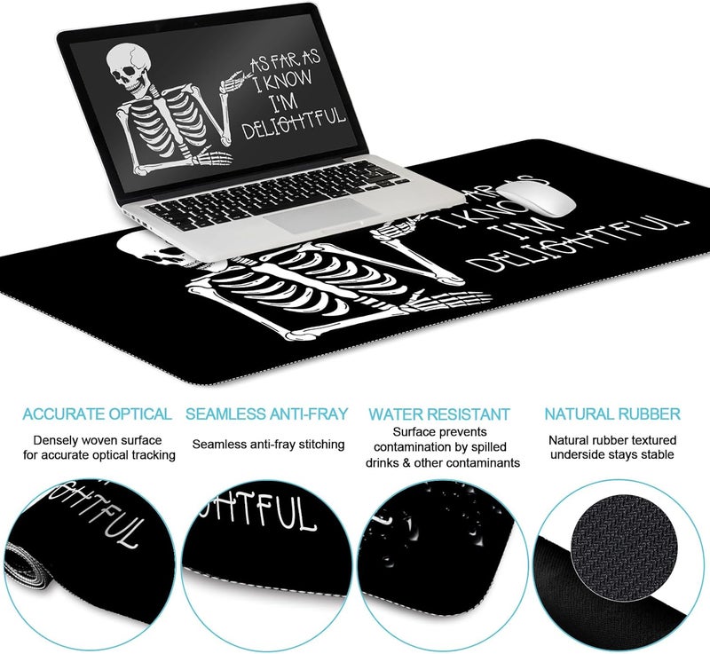 LIMKRIAN Ergonomic Mouse Pad with Wrist Rest Desk Mat Set, Skeleton Gaming Mouse Pads, Keyboard Mat Wrist Rest Cup Coaster, Funny Office Desk Accessories - Image 5